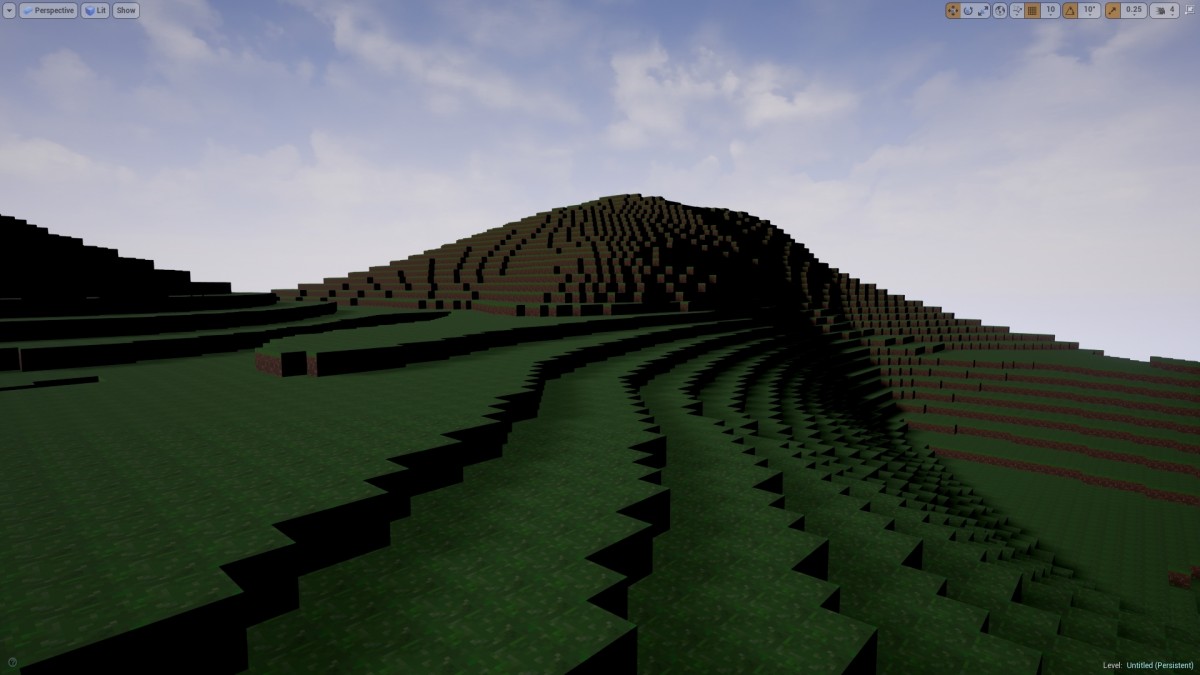 An example generated with the code from the Voxel Terrain Tutorial